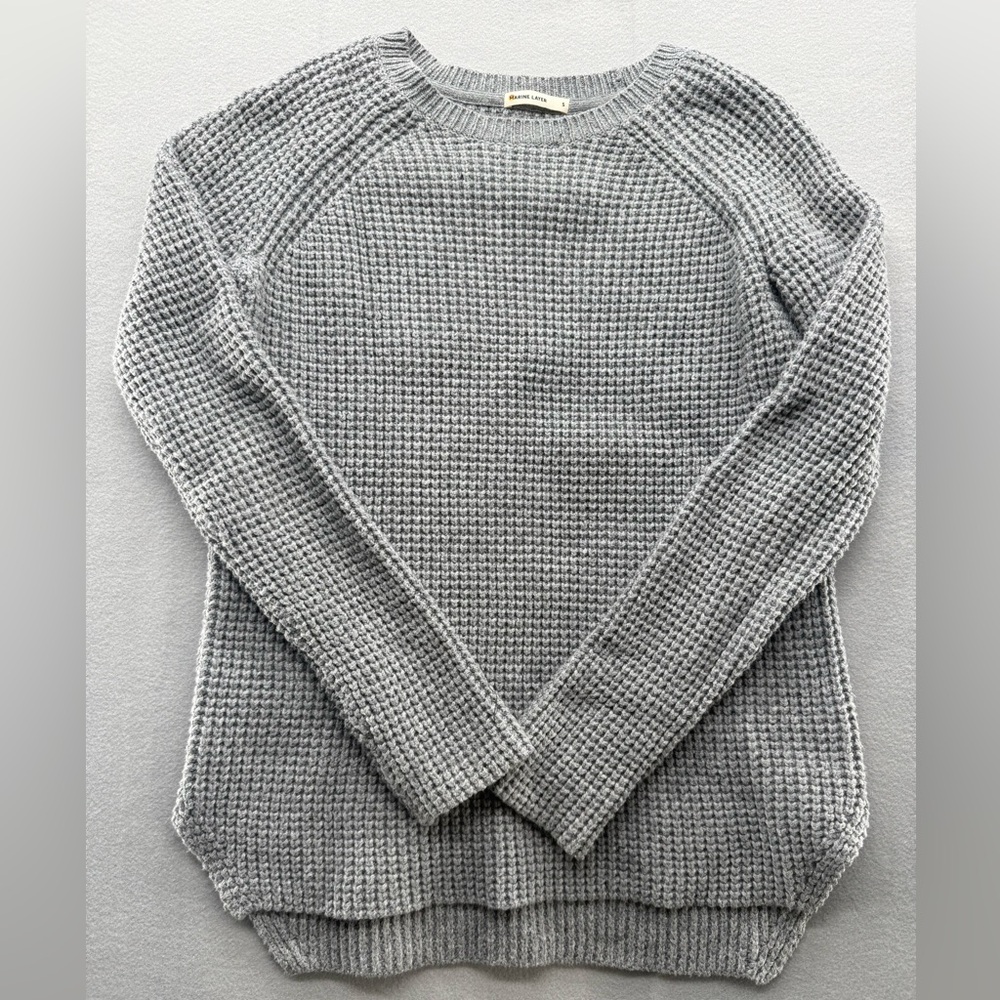 Marine Layer Women’s Classic Pullover Crew High Low Popcorn Gray Sweater Size S